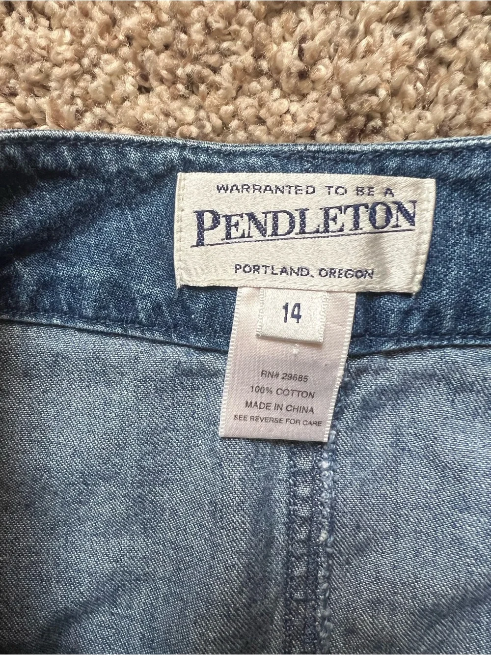 Pendleton Dark Blue Denim Pencil Skirt